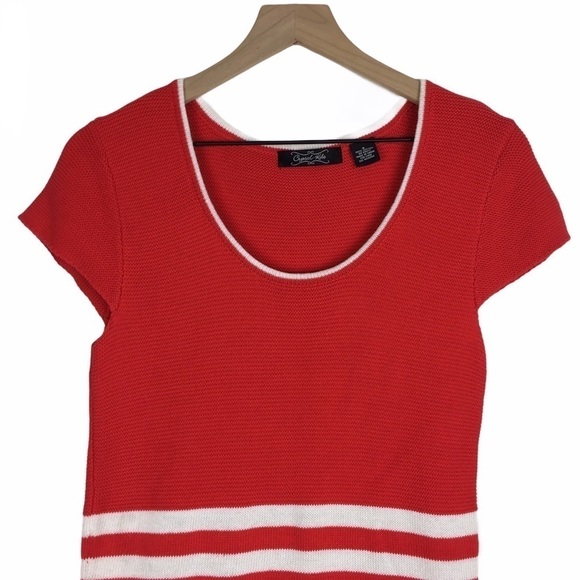 CRYSTAL KOBE Sweater Dress Stripes Buttons Elf Costume Cap Sleeves Size Small - Picture 2 of 8